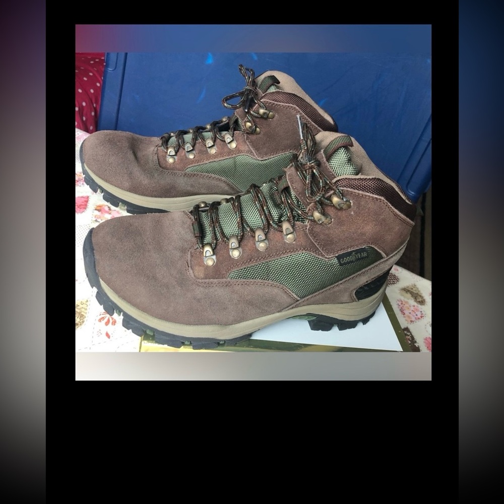 Goodyear Montana Suede Hiking - Work Boots #GY210-4P Brown & Green size 9